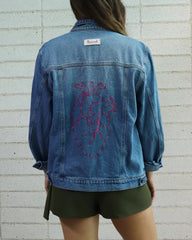 Chaqueta blue jean hilo fucsia