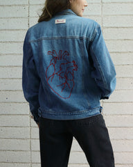 Chaqueta blue jean hilo rojo