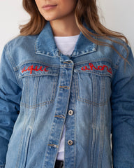 Chaqueta blue jean hilo rojo