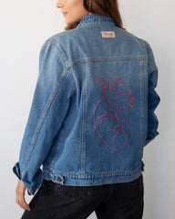 Chaqueta blue jean hilo fucsia